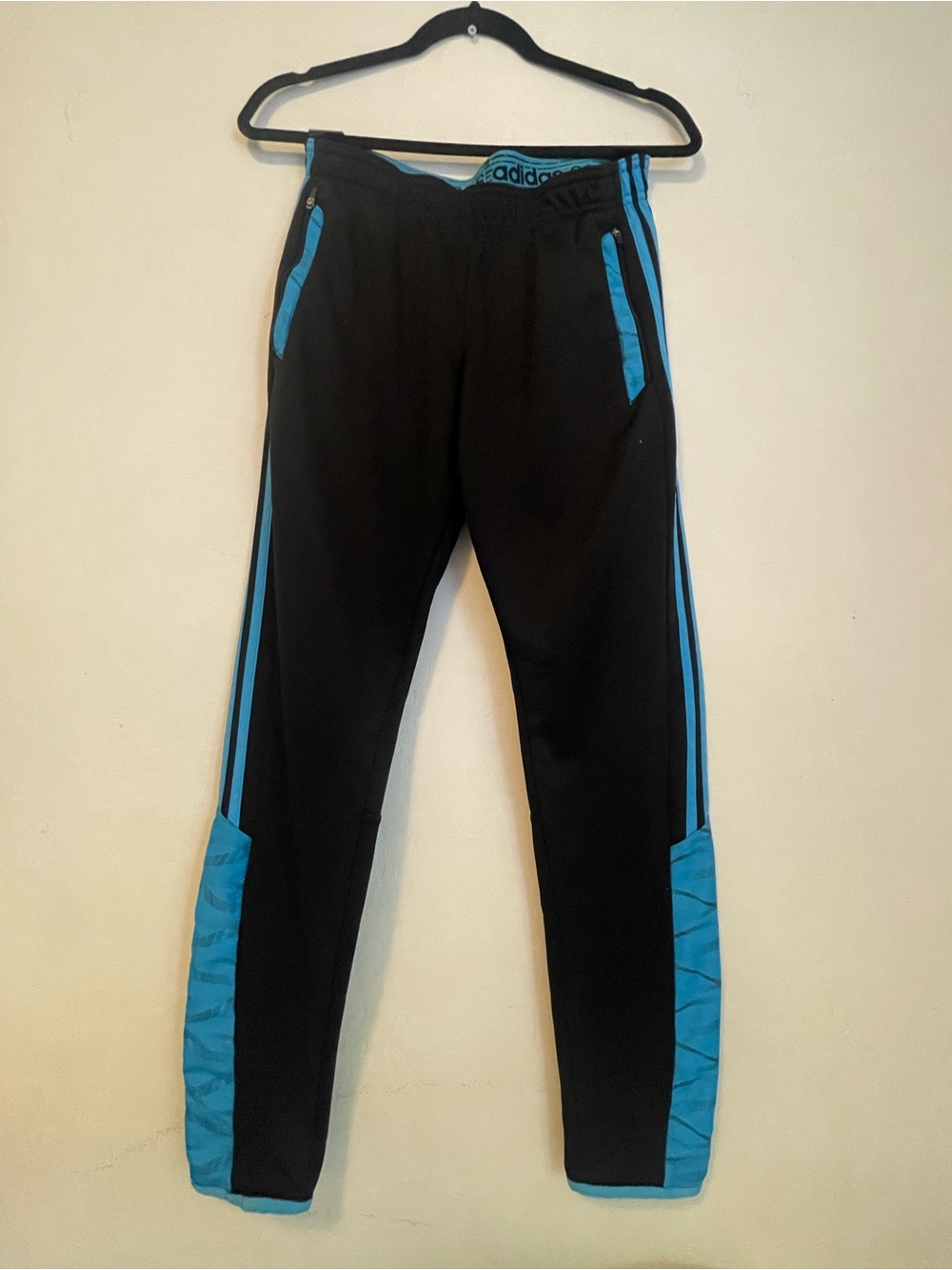 adidas Black Pants with Bright Blue Trim